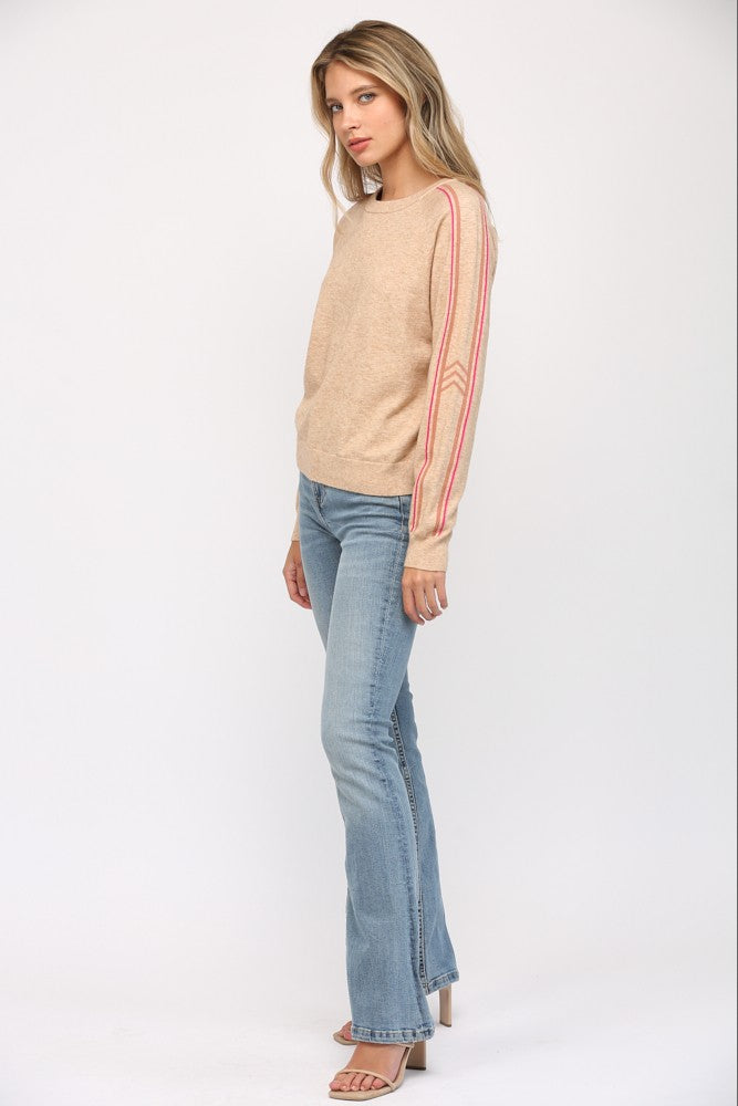 Stripe Detail Crew Neck Sweater