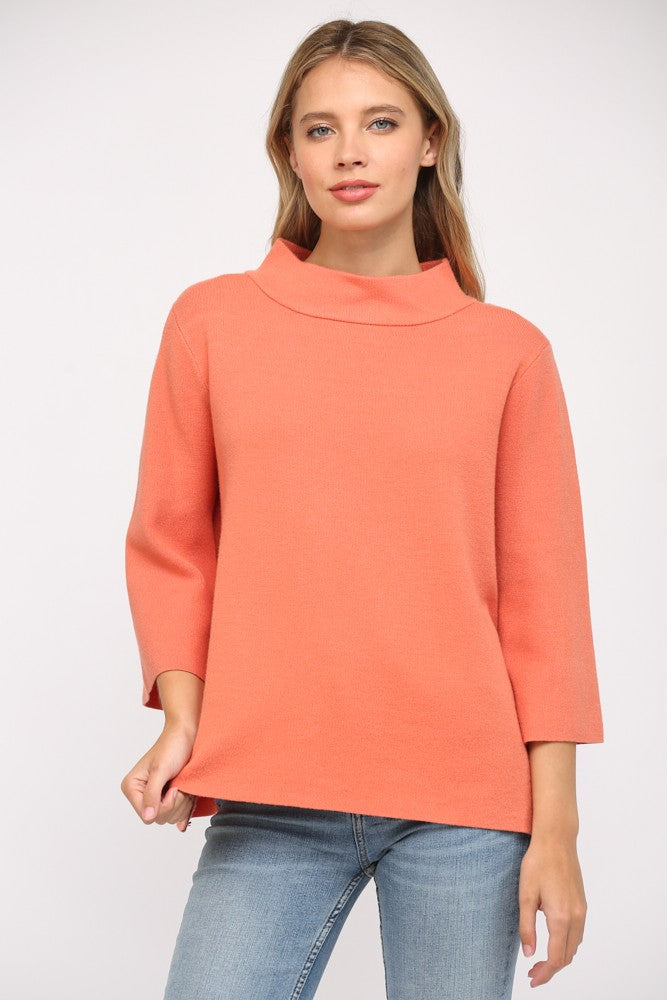 Mock Neck 3/4 Sleeve Sweater