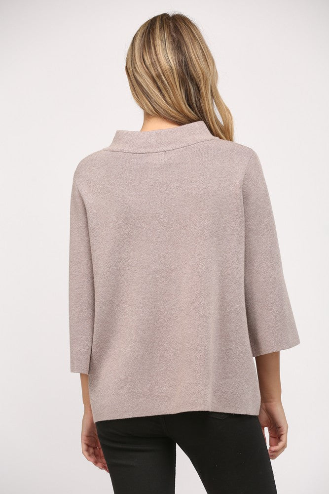 Mock Neck 3/4 Sleeve Sweater