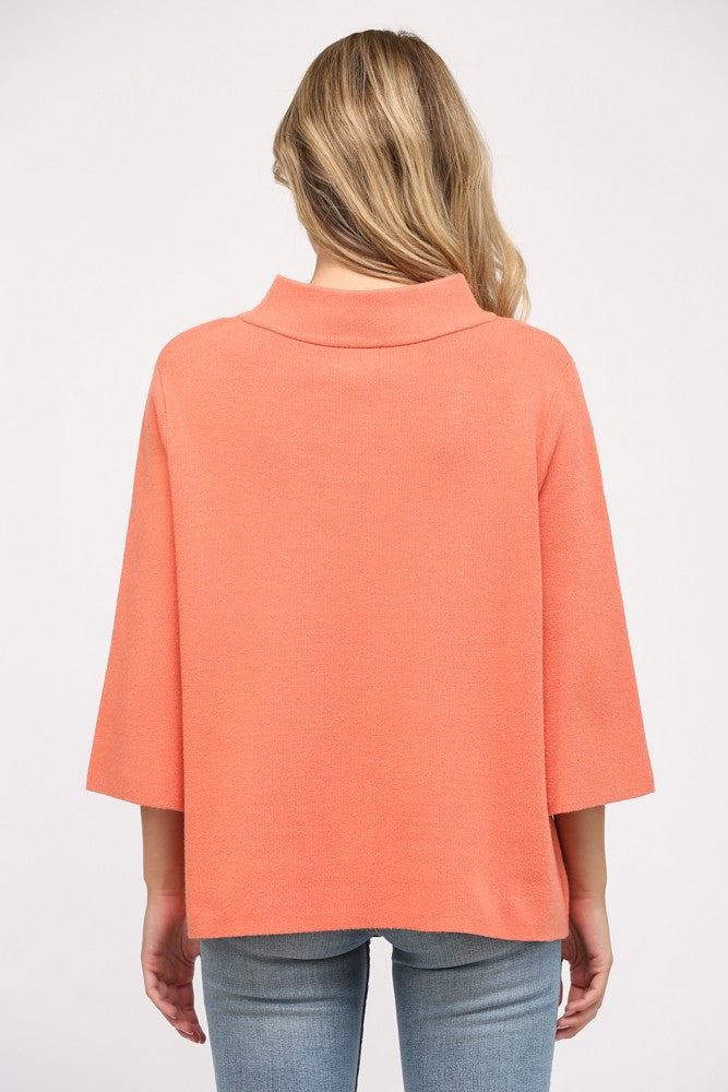 Mock Neck 3/4 Sleeve Sweater