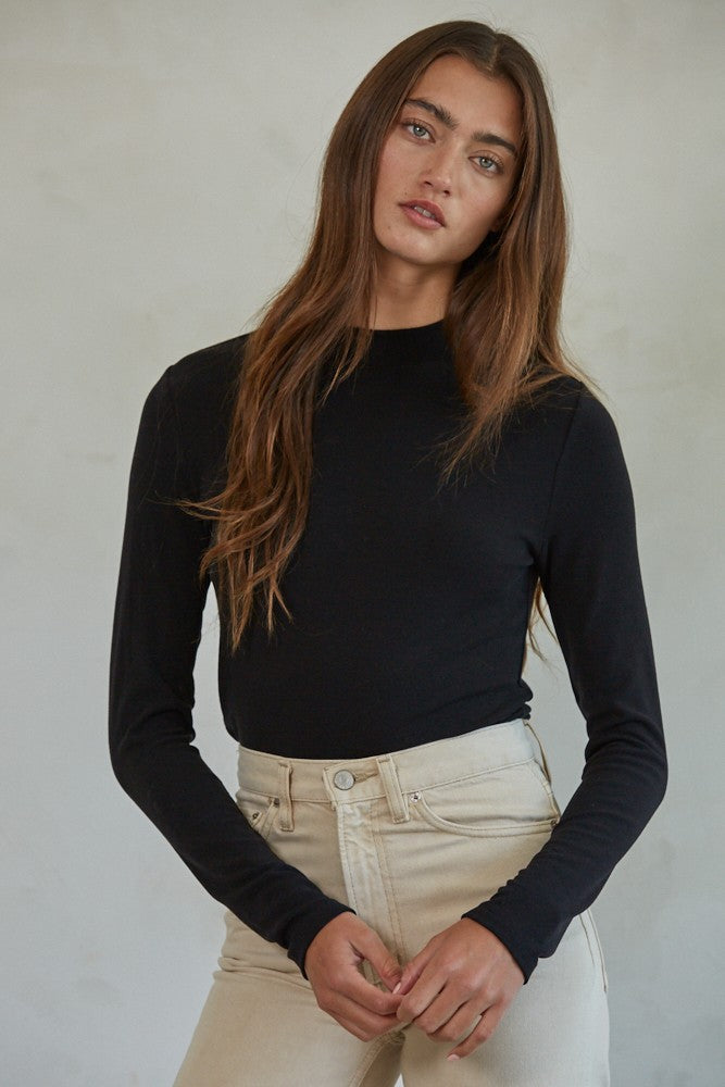 Knit Mock Neck Long Sleeve Top