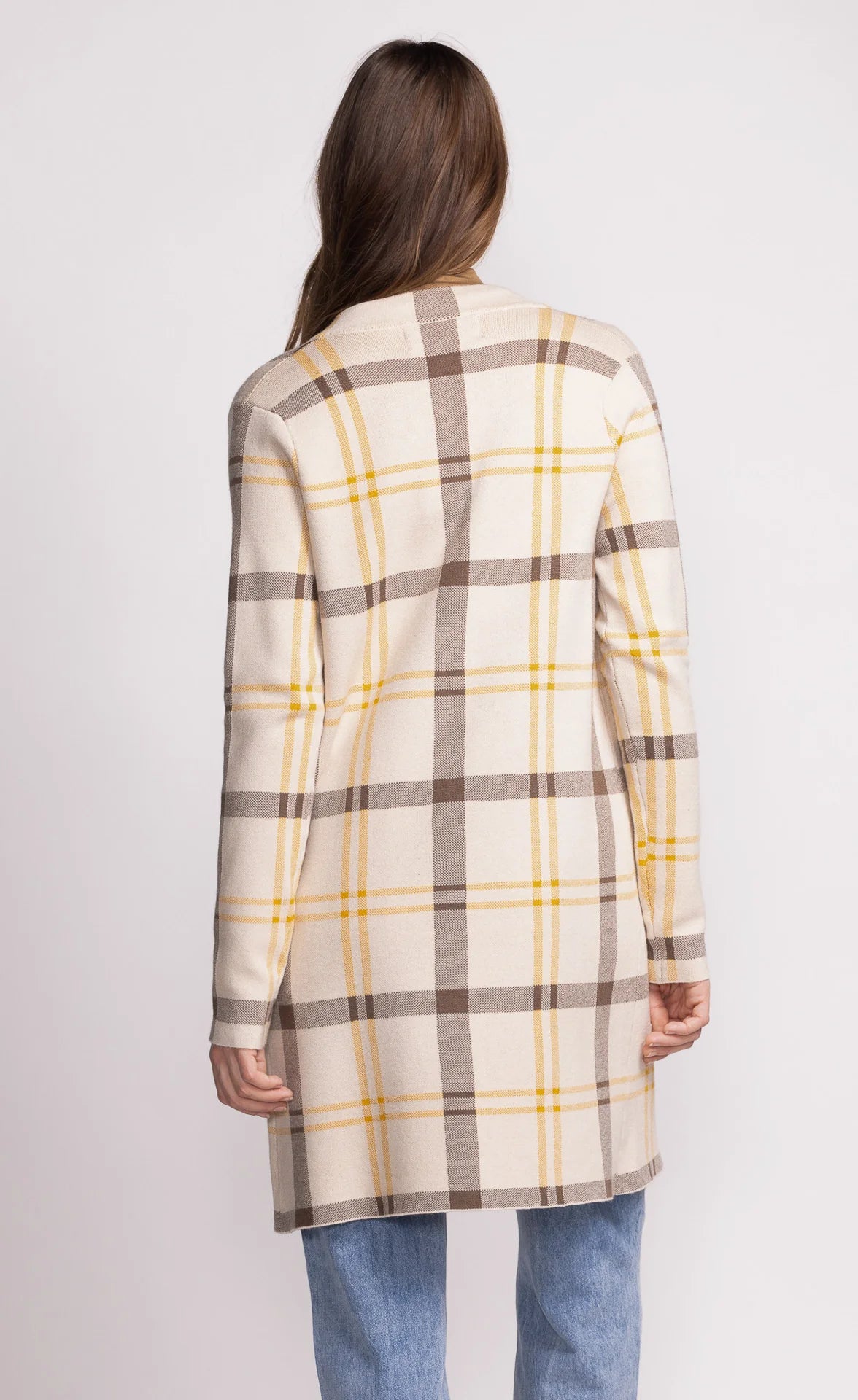 Beige & Brown Long Flannel Jacket