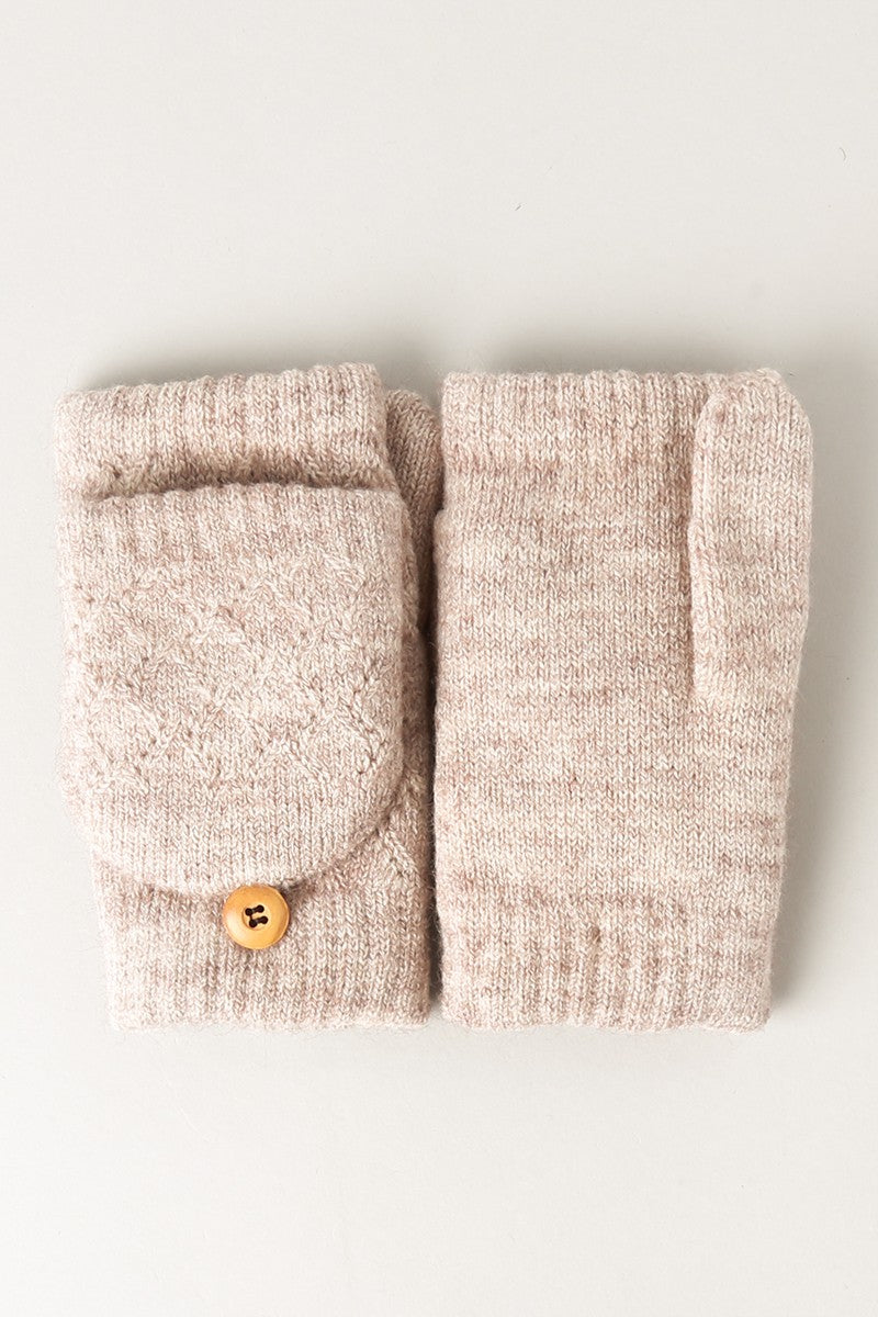 Beige Cozy Fingerless Mittens