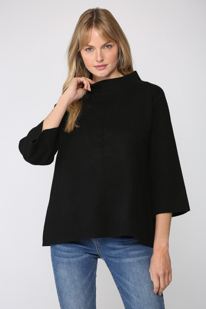 Black Bell Sleeve Mockneck