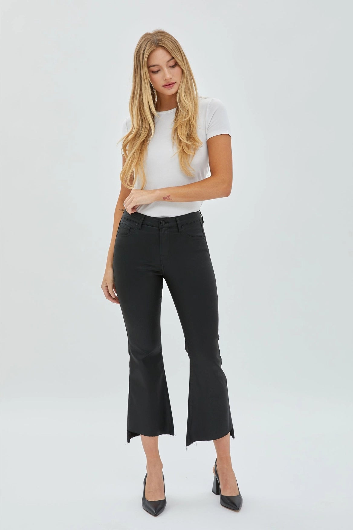 Black Crop Flared Jeans