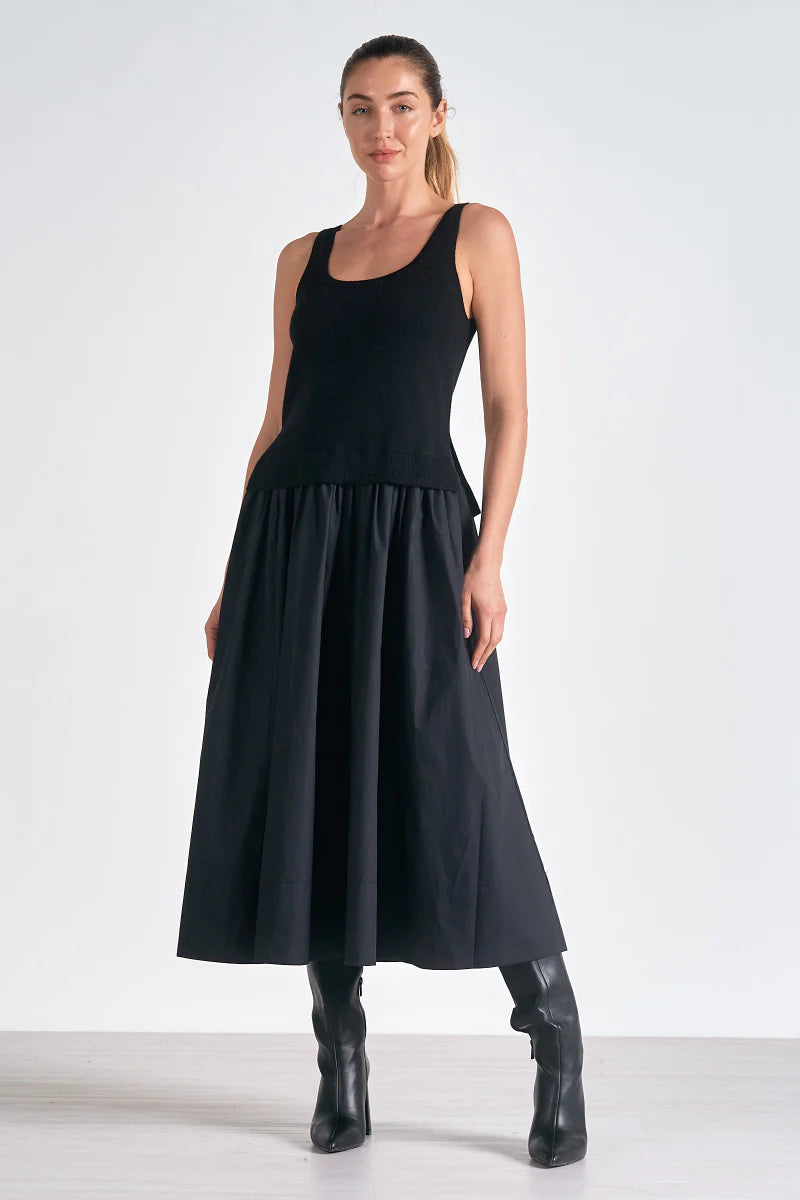 Black Multi Texture Maxi Dress