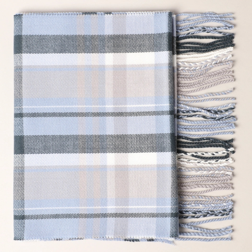 Blue Plaid Cozy Scarf