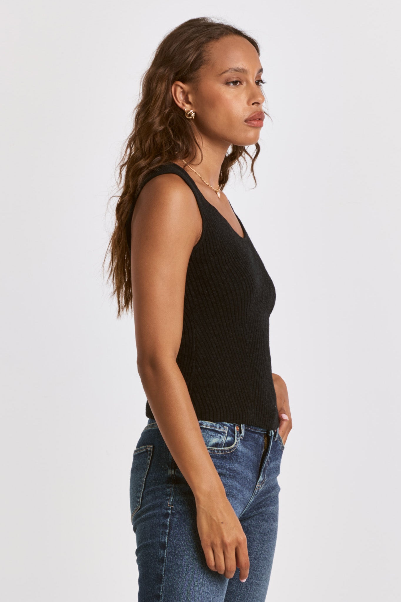 Bra Friendly Black Tank Top