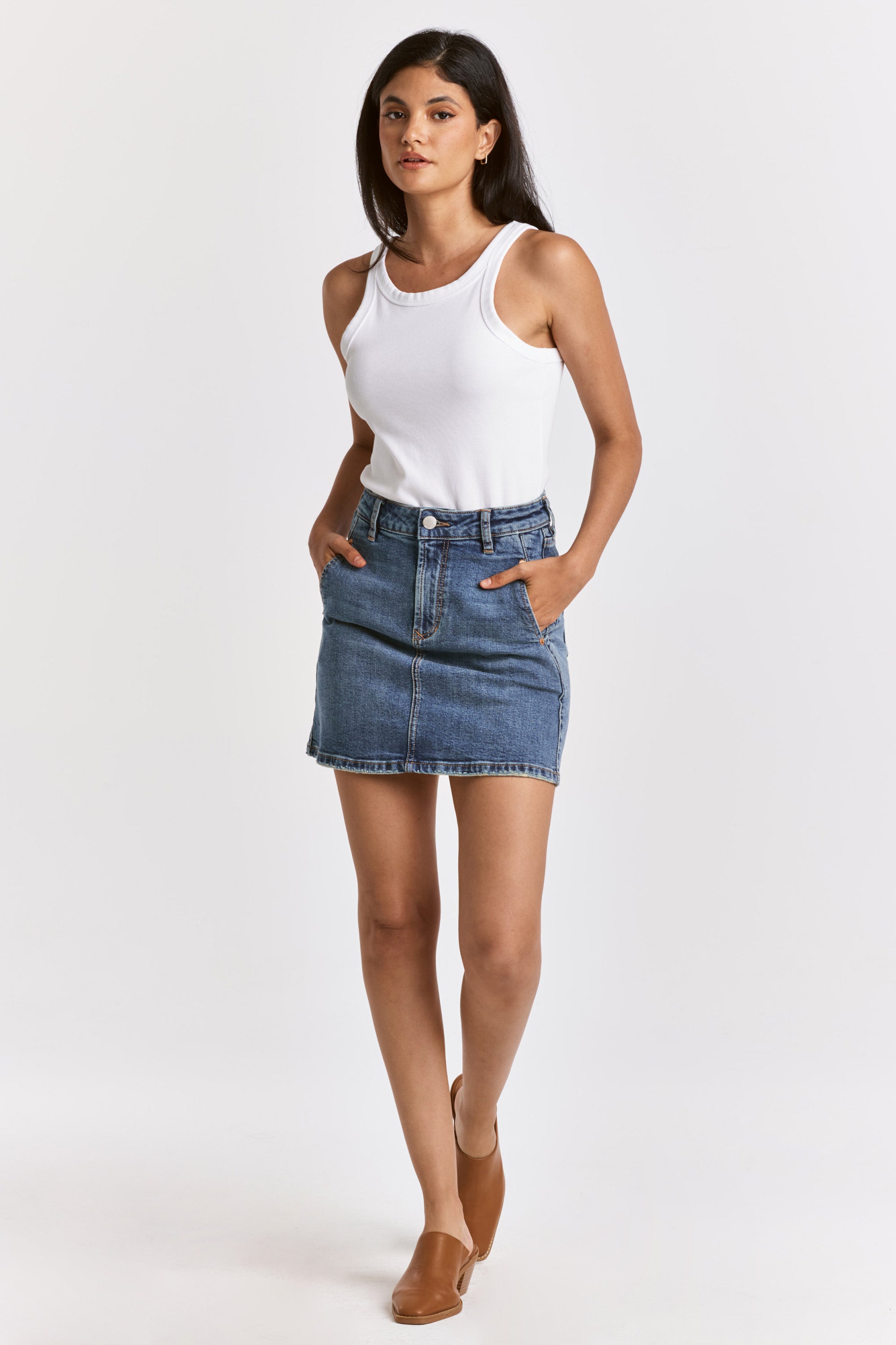 Dear John Medium Wash Denim Skirt