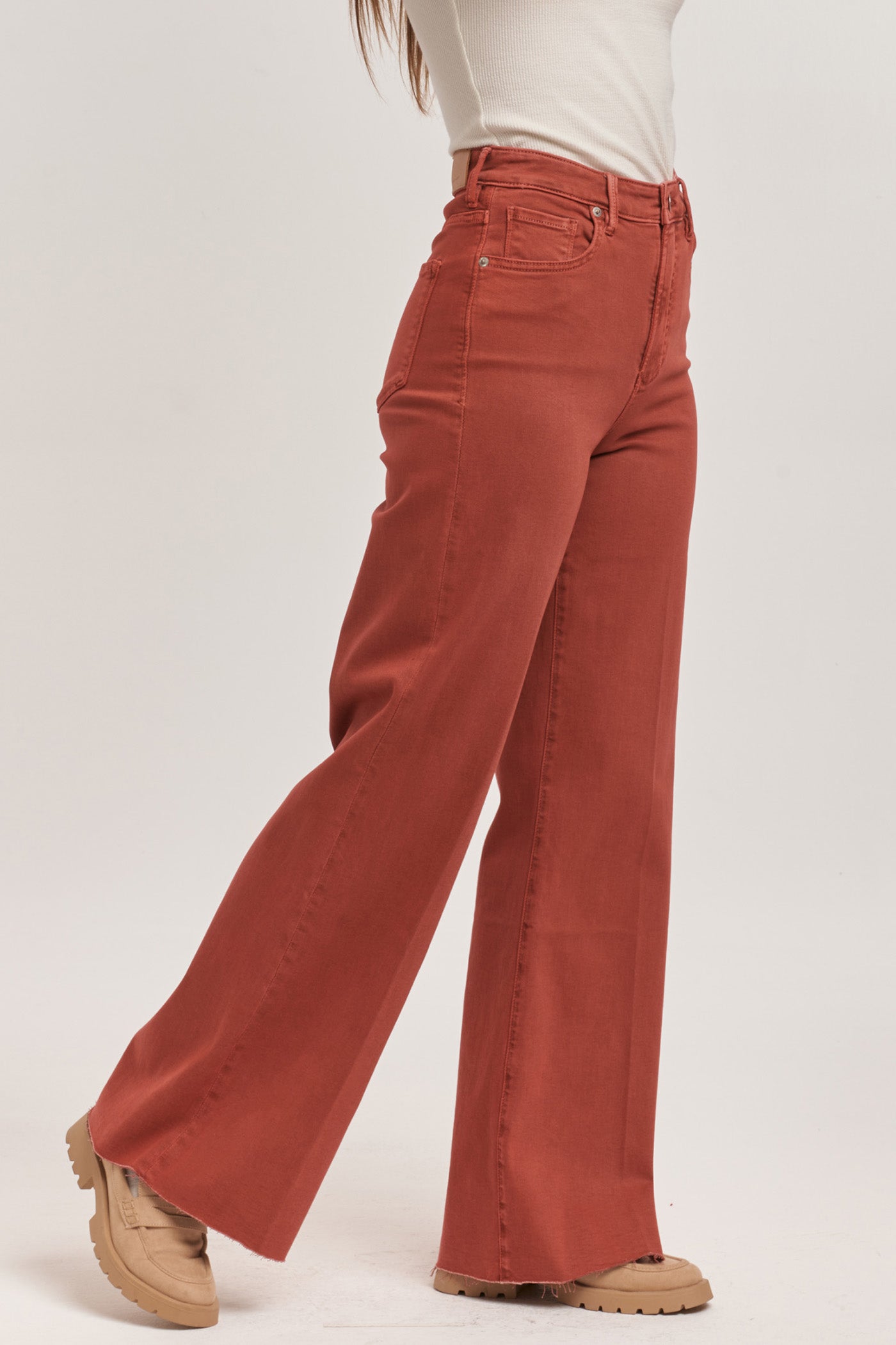 Dear John Red High Rise Wide Leg Flare Pant