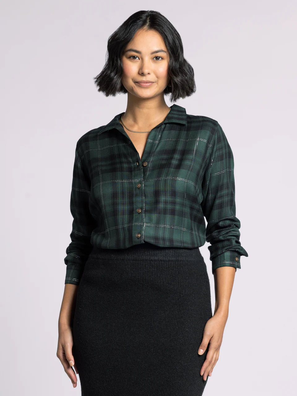 Green Womens Shimmer Flannel