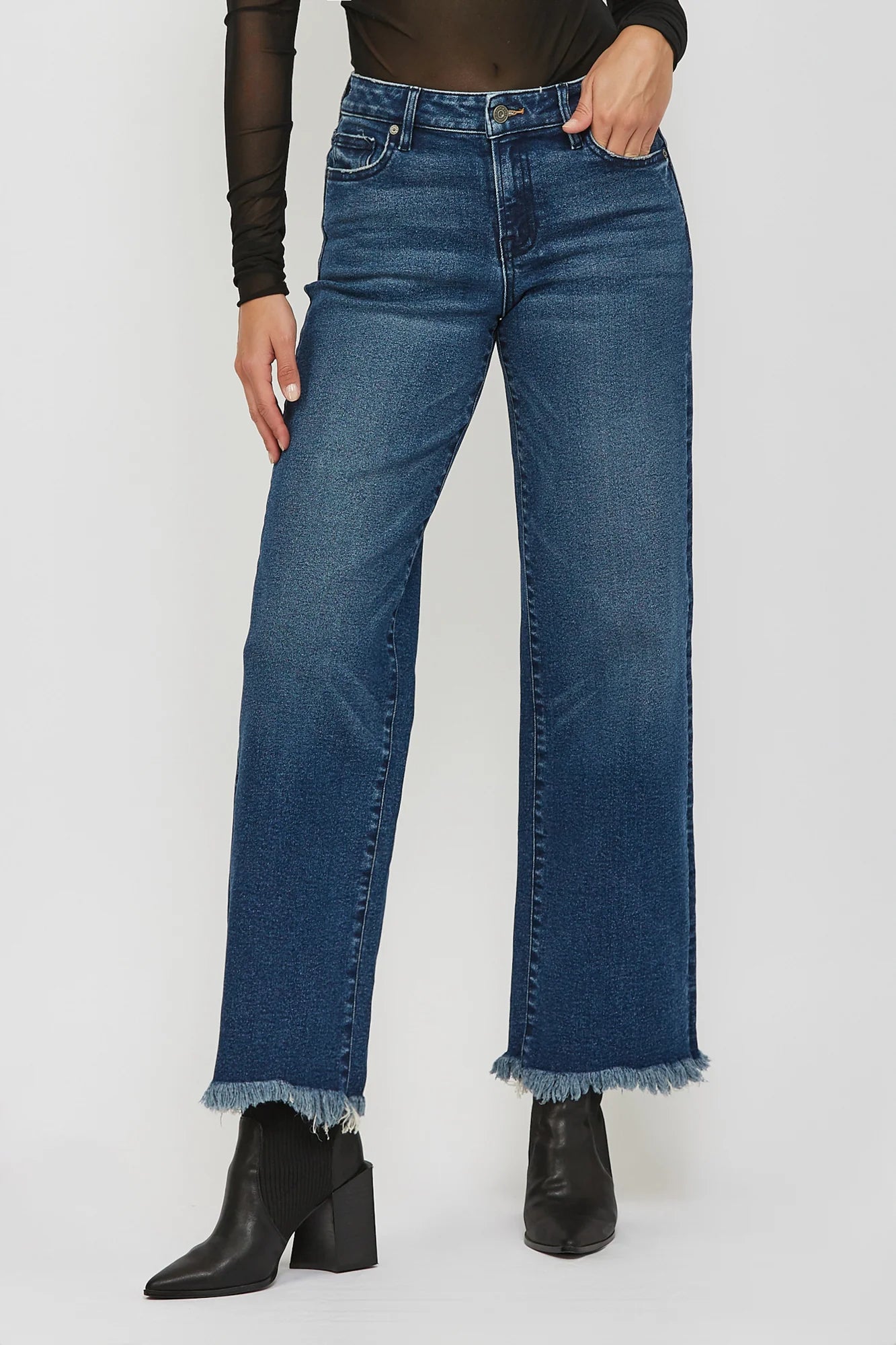 HIDDEN Logan High Rise Dad Jean with Uneven Hem