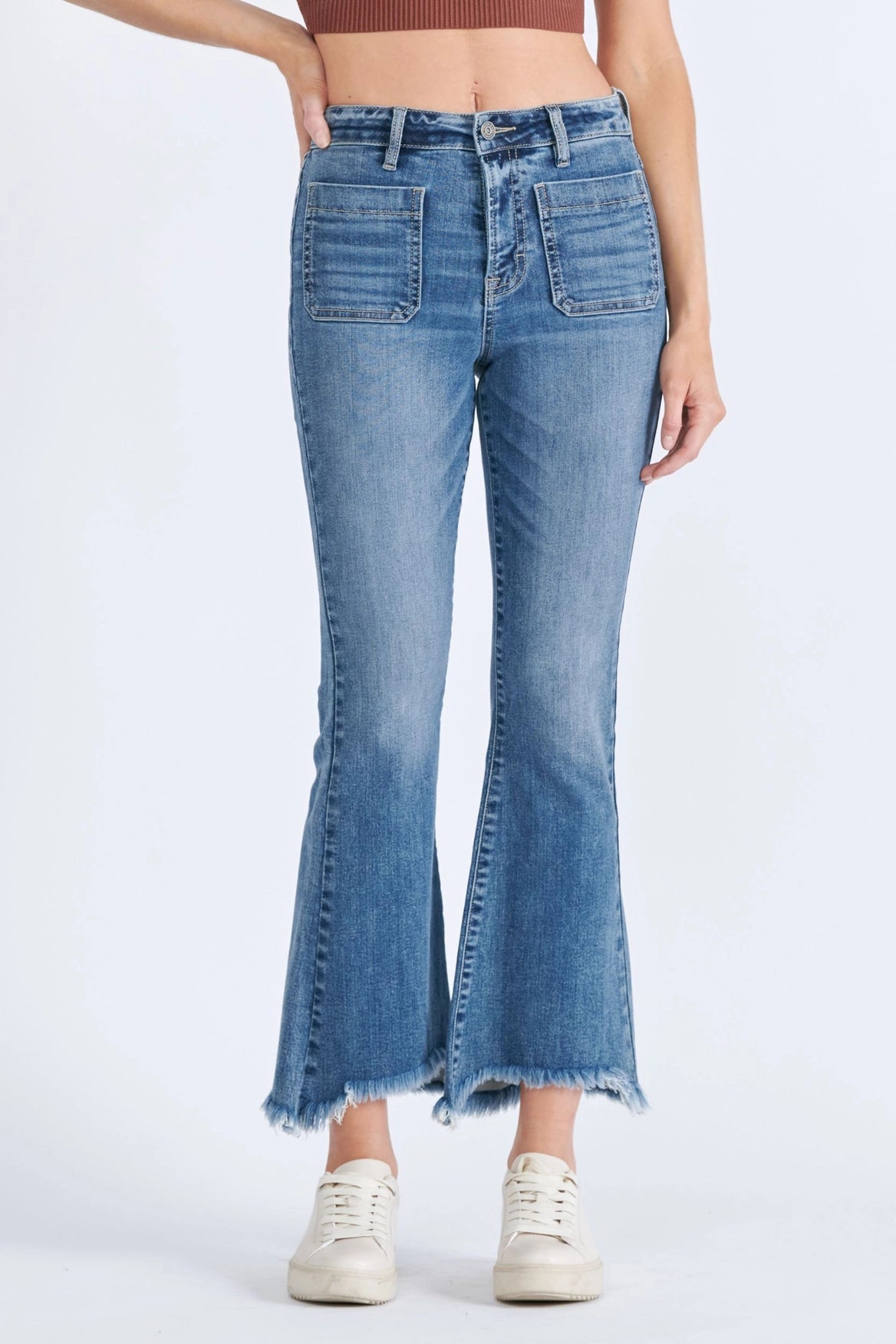 HIDDEN-Chewed Hem Front Pocket Jean