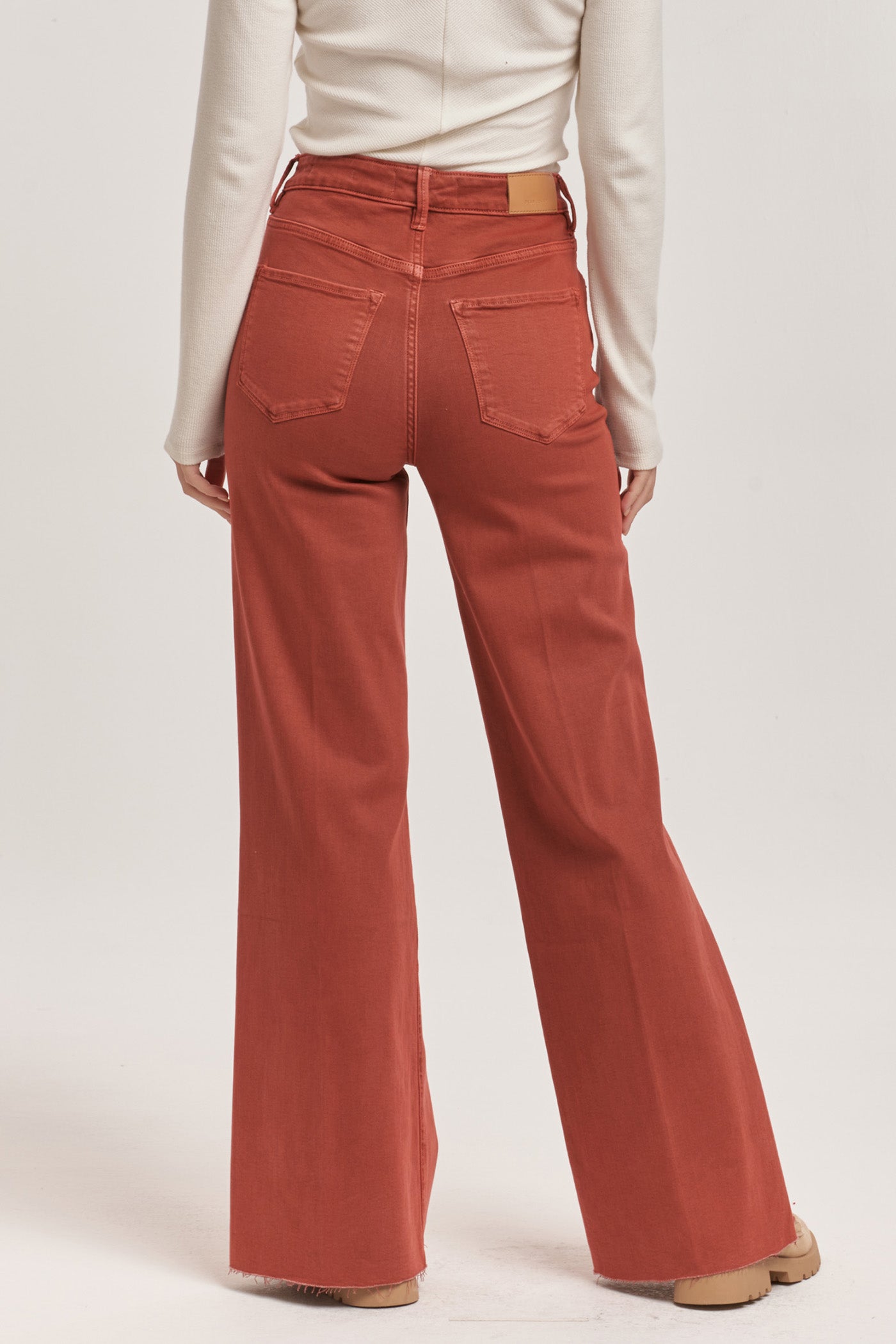 High Waisted Burnt Orange Wide Leg Pants