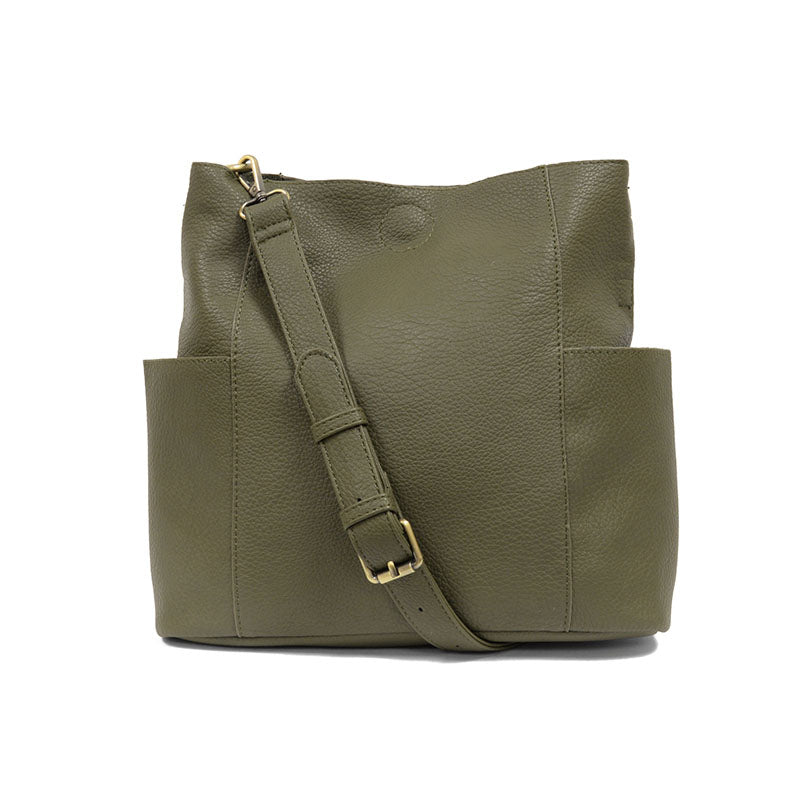 Vegan Leather Side Pocket Bucket Bag