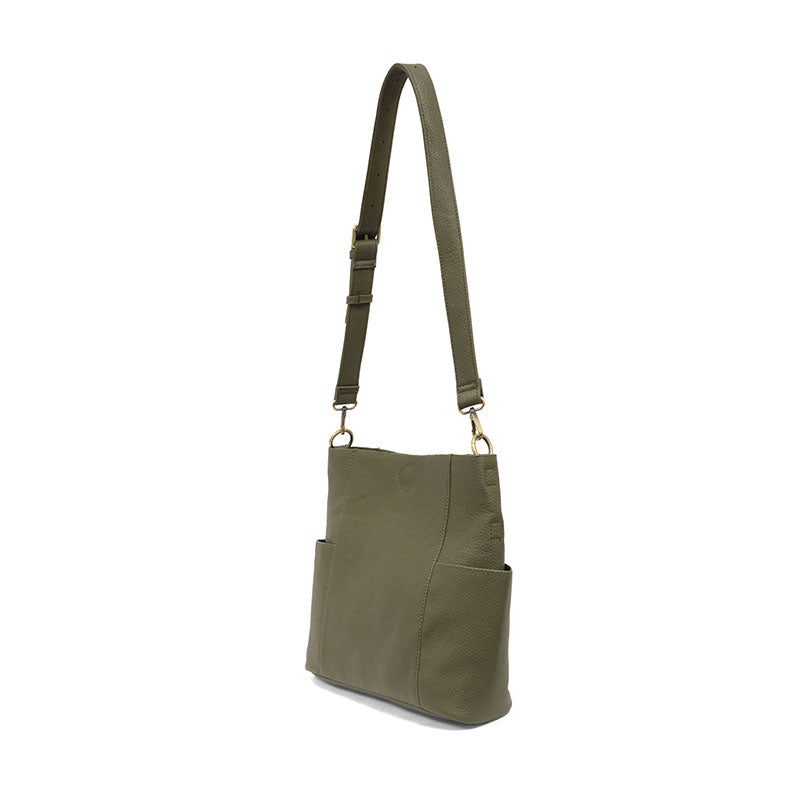 Vegan Leather Side Pocket Bucket Bag