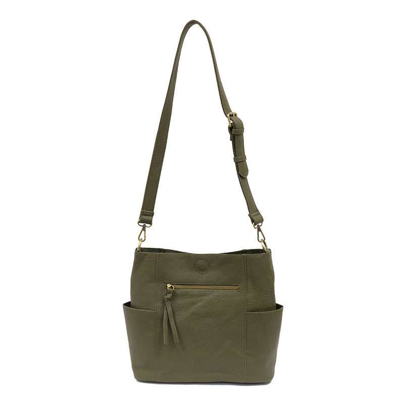 Vegan Leather Side Pocket Bucket Bag