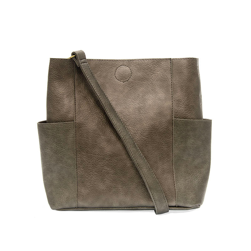 Vegan Leather Side Pocket Bucket Bag