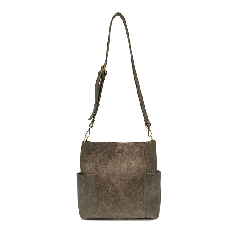 Vegan Leather Side Pocket Bucket Bag