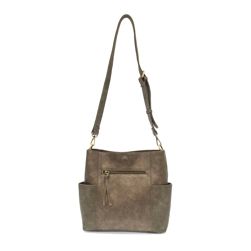 Vegan Leather Side Pocket Bucket Bag