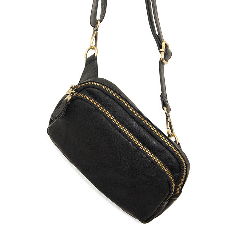 Vegan Leather Double Zip Sling/Belt Bag