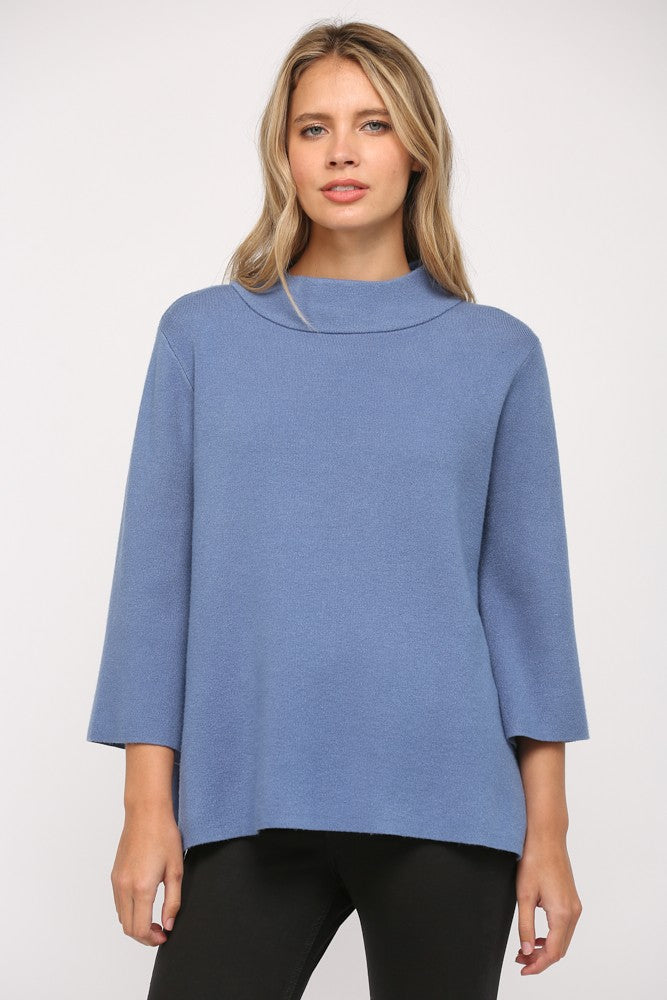 Mock Neck Light Blue Sweater