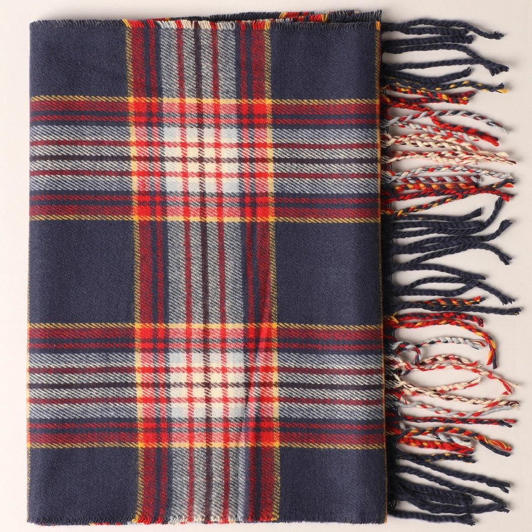 Navy Plaid Cozy Scarf