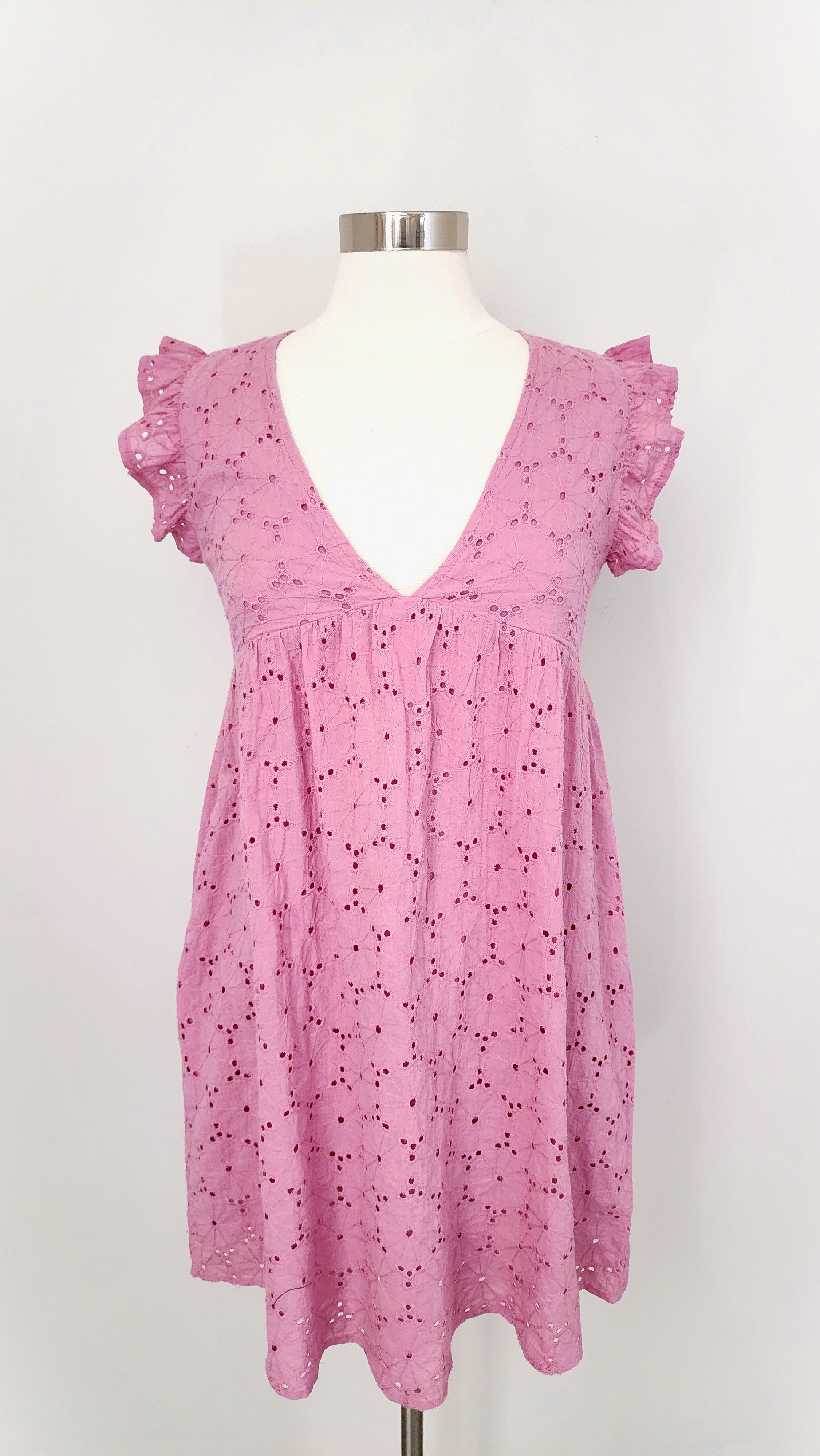 MOLLYB Pink Eyelet Babydoll Dress Online Only Small