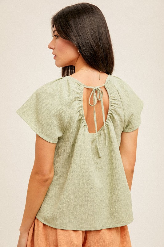 Sage Green Short Sleeve Top