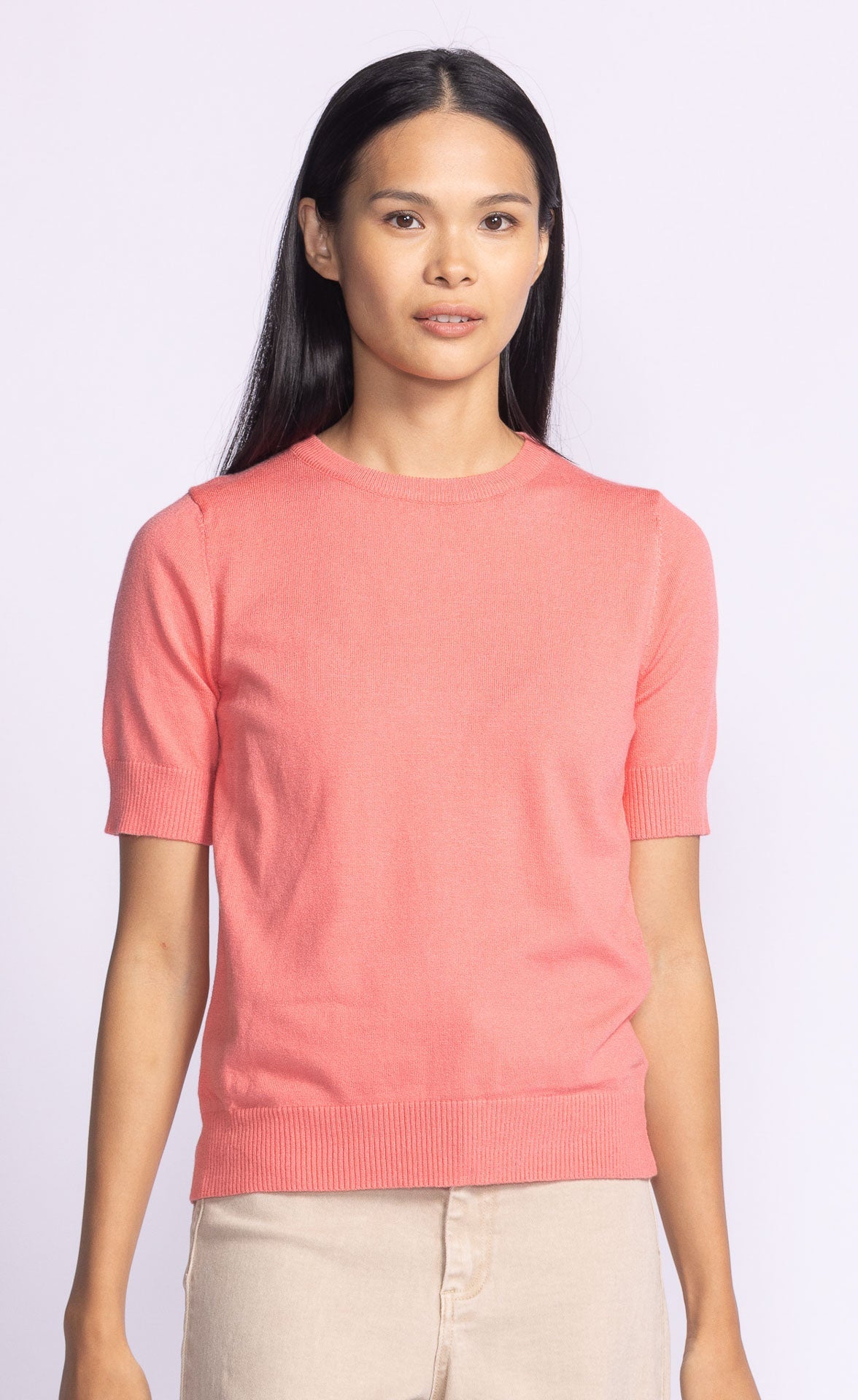Short sleeve sweater pink