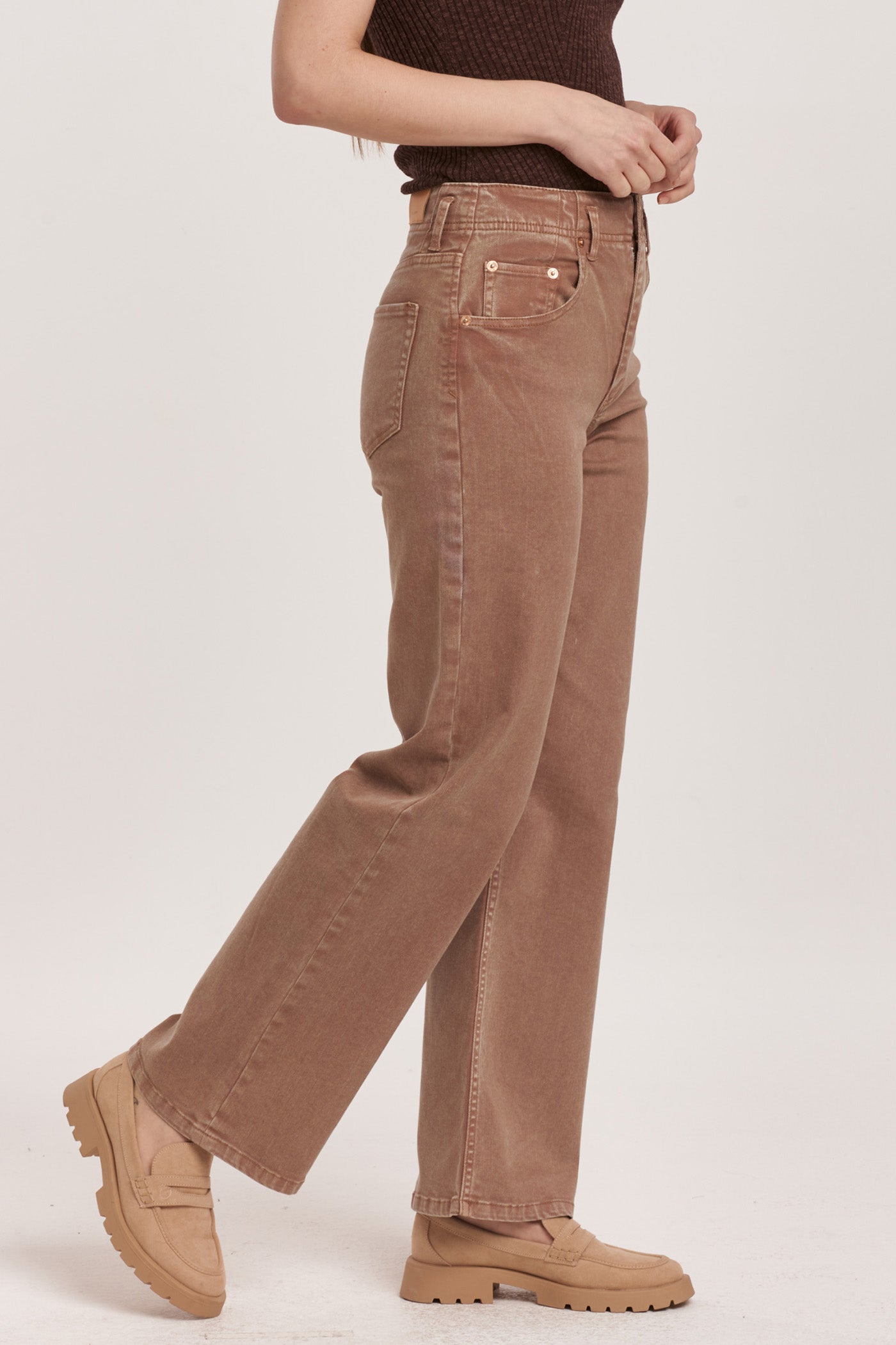 Super High Rise Camel Colored Denim