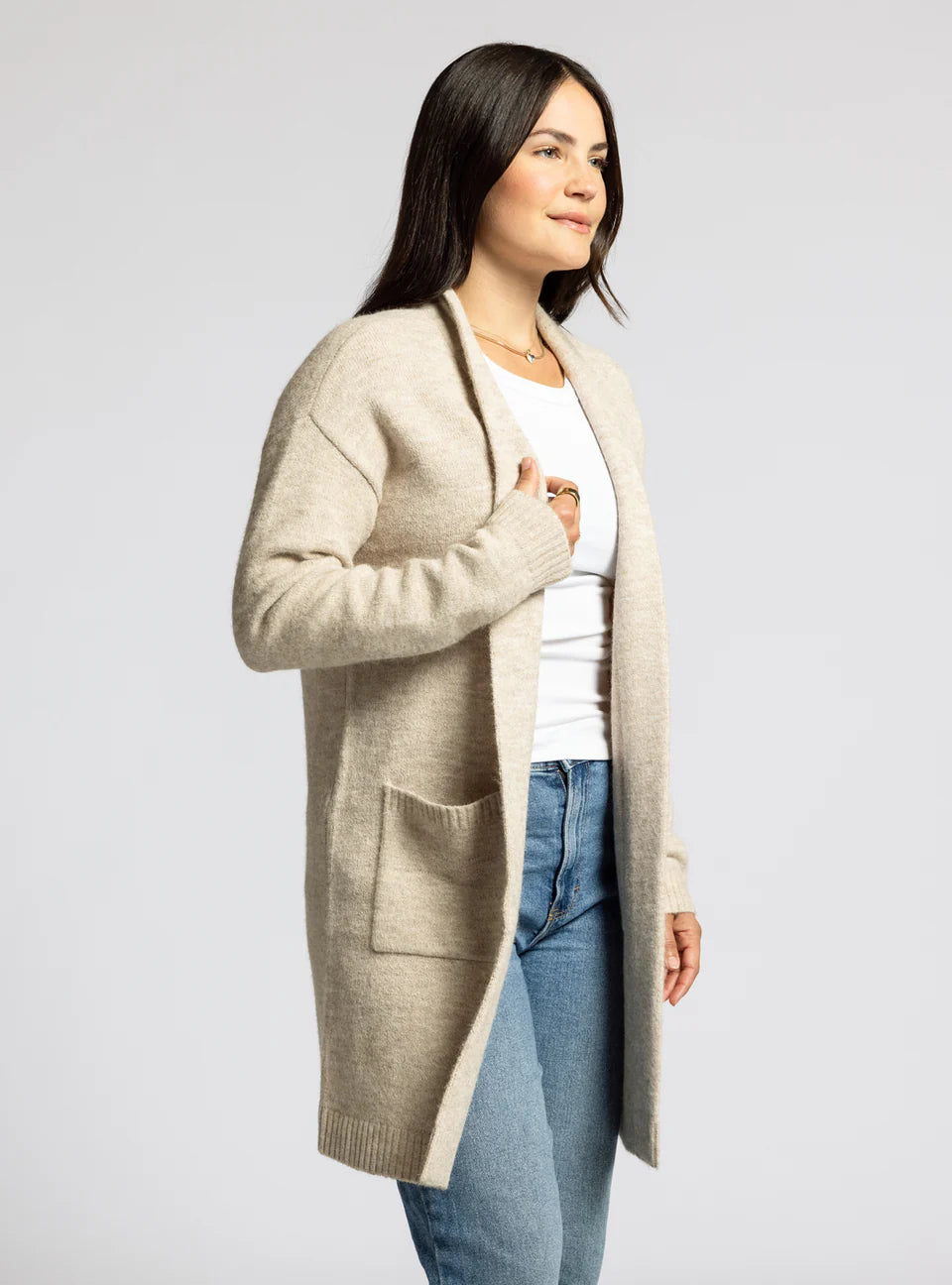 Thick Beige Womens Cardigan