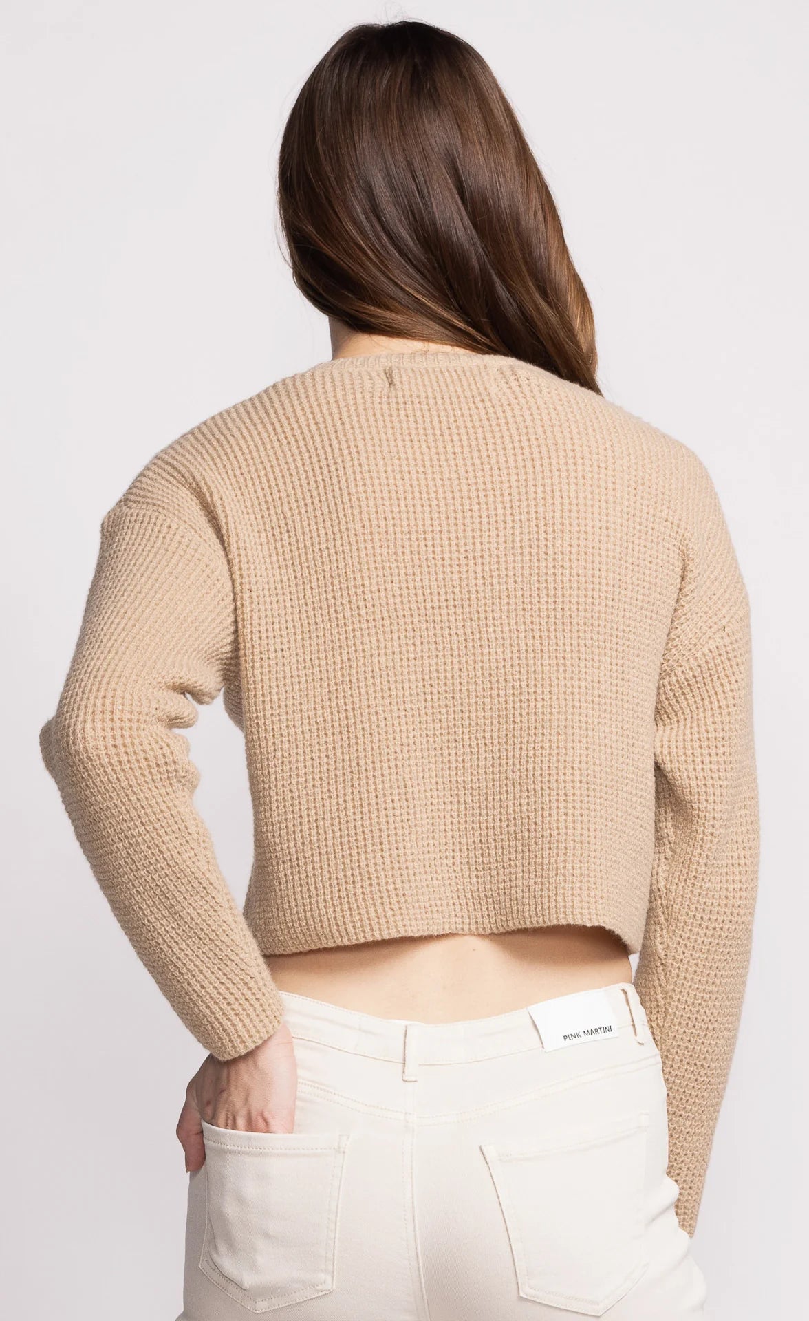 Cropped Waffle Knit Sweater