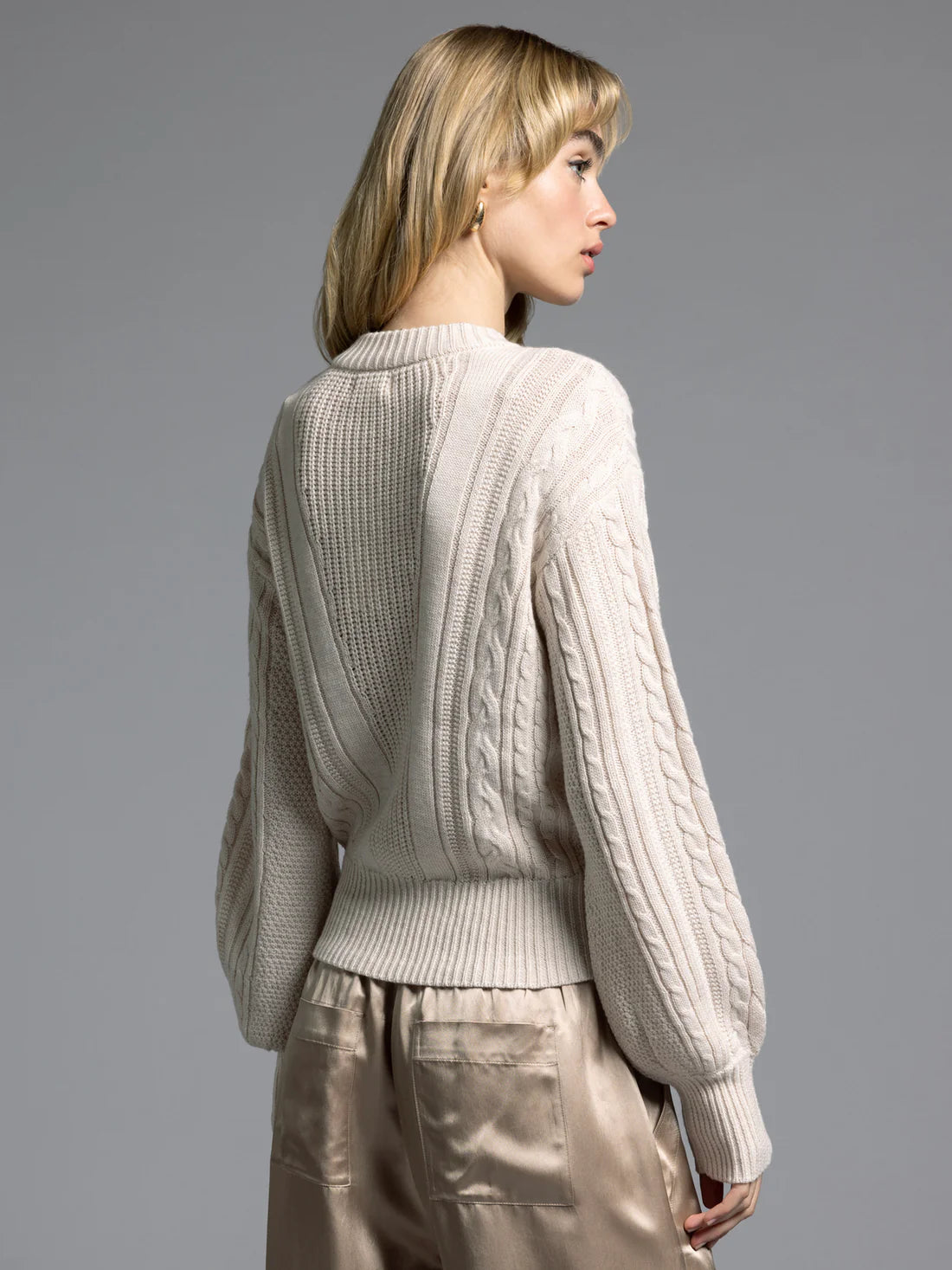 Drop Shoulder Cable Knit Sweater