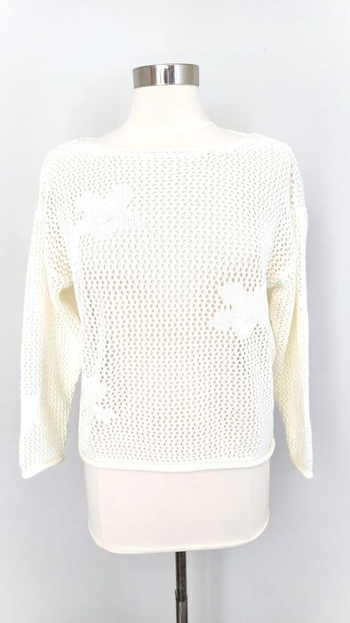 White Daisy Open Knit Sweater