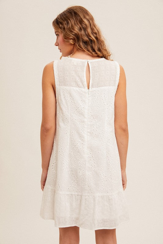 White Eyelet Mini Dress