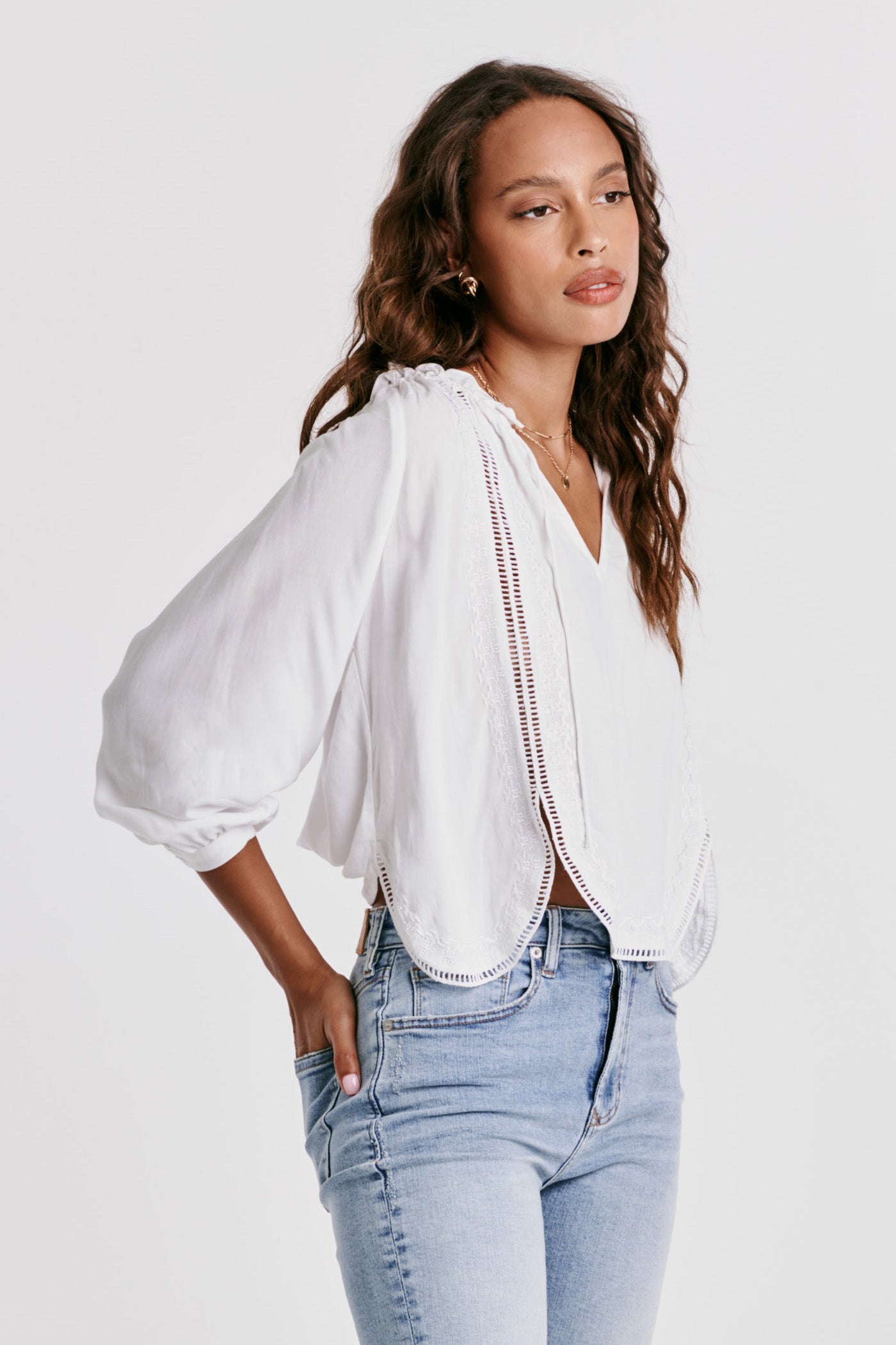 White Seamed Lace Top Dear John