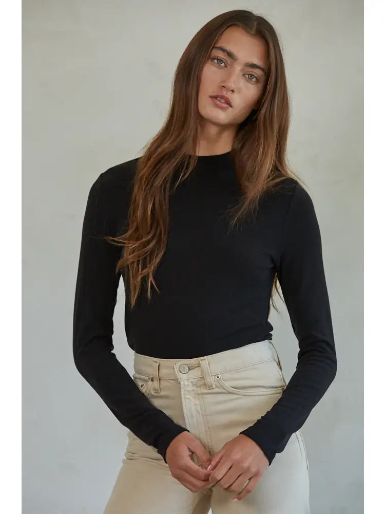 Womens Black Mock Neck Shirt