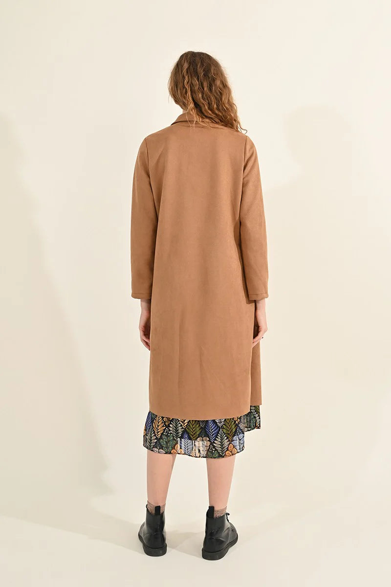 Womens Brown Suede Trench Coat