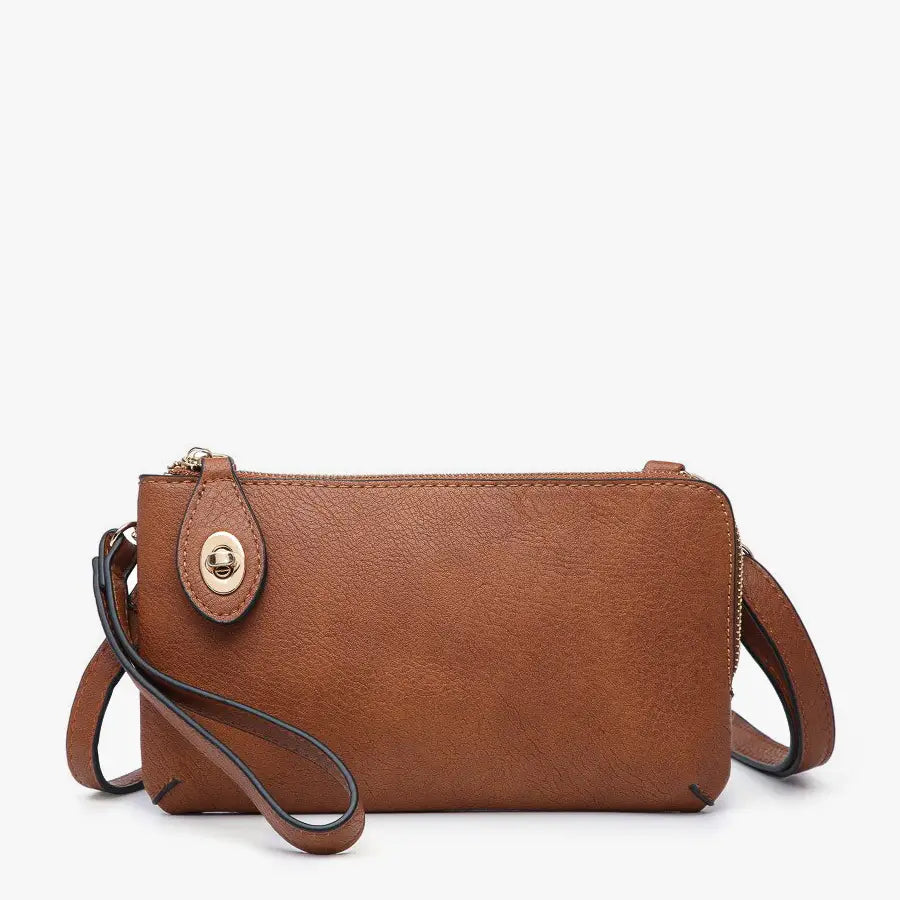 Womens Brown Vegan Leather Wristlet