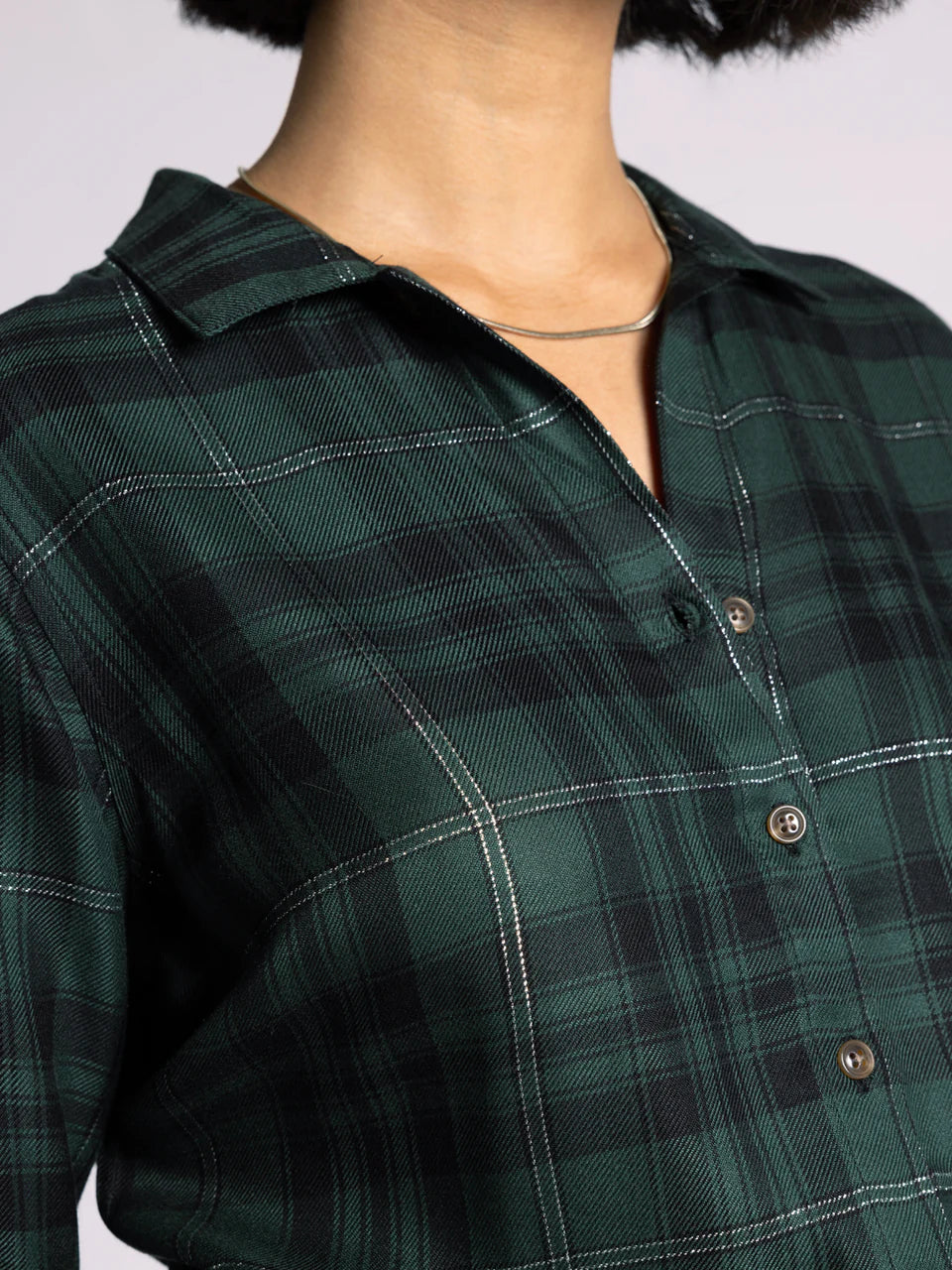 Womens Cozy Green Shimmer Flannel