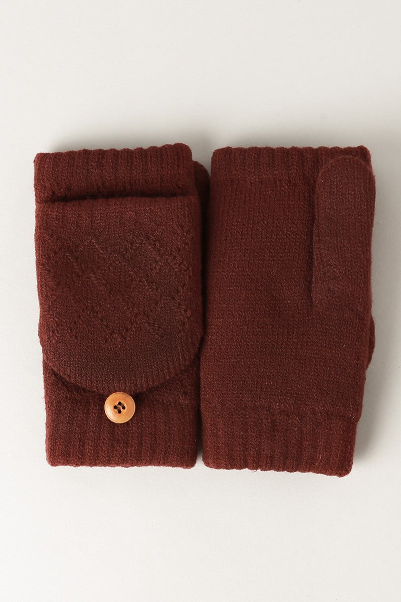 Womens Fingerless Maroon Mittens