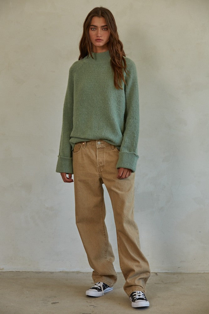 Womens Forest Green Oversized Sweater