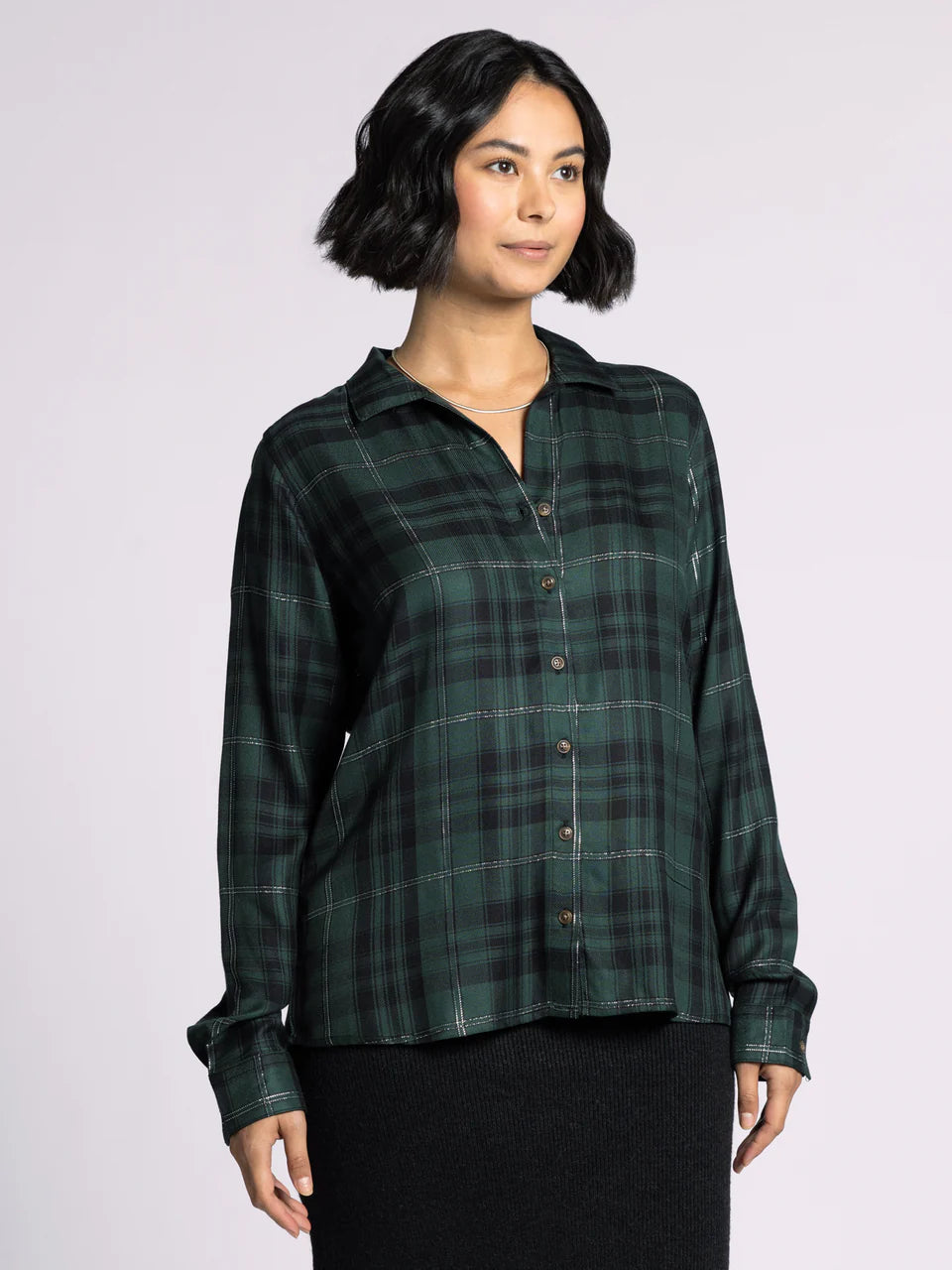 Womens Green Shimmer Flannel