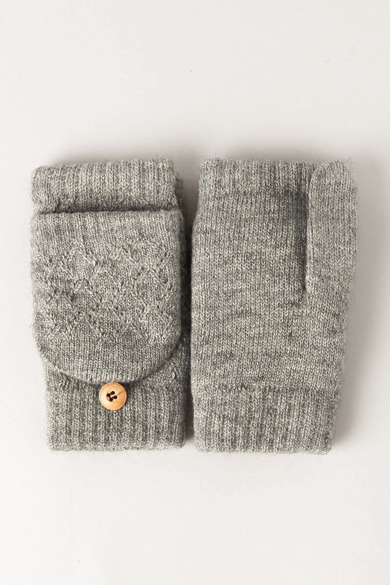 Womens Grey Fingerless Mittens