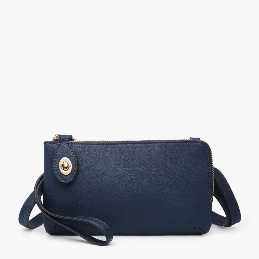 Womens Navy Vegan Leather Wristlet 