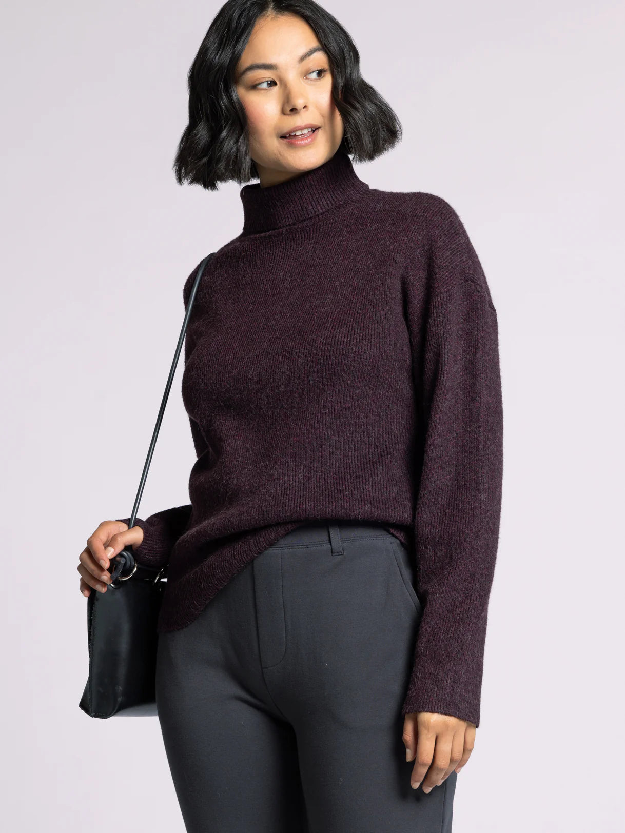 Womens Oversized Burgundy Turtleneck