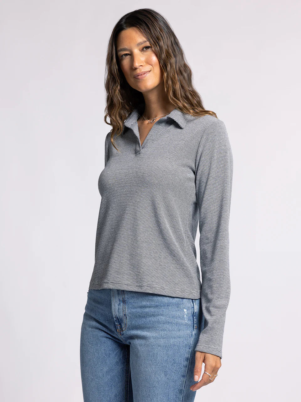 Womens Soft Collared Long Sleeve