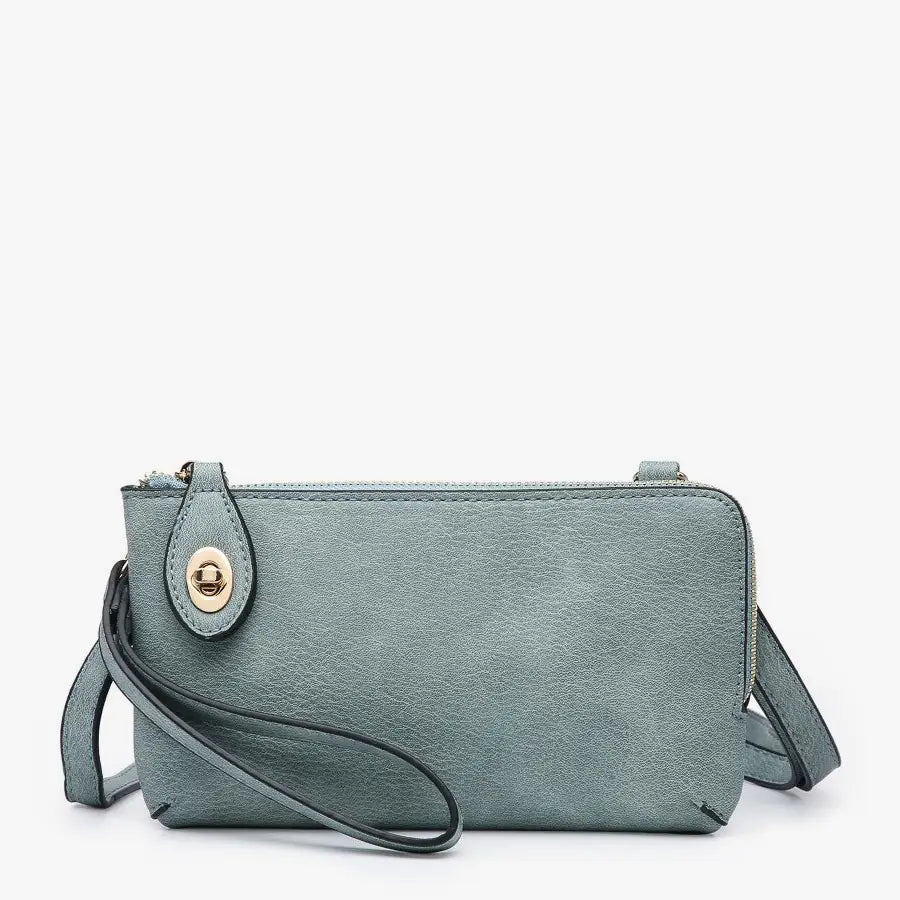 Womens Teal Vegan Leather Wristlet 