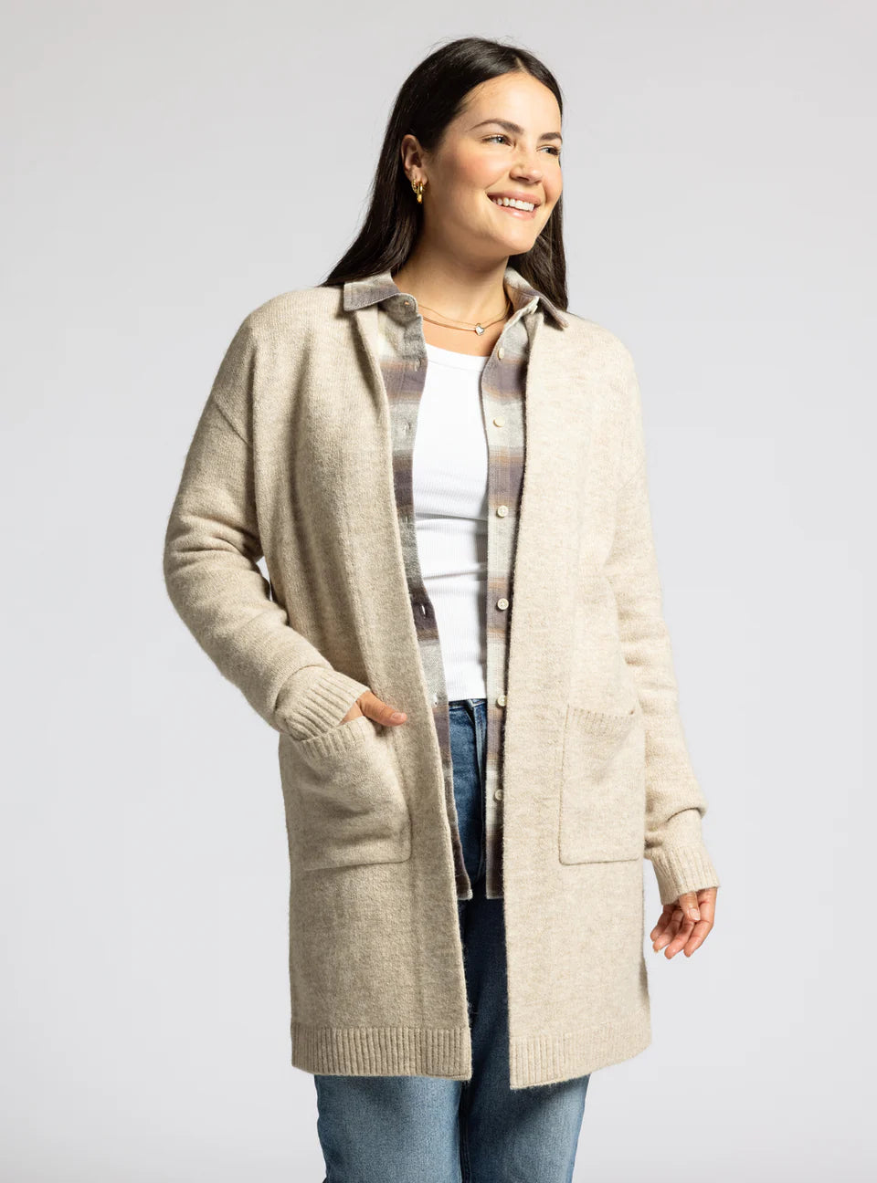 Womens Thick Beige Cardigan